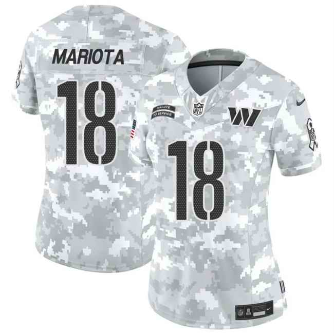 Women's Washington Commanders #18 Marcus Mariota 2024 F.U.S.E Arctic Camo Salute to Service Limited Stitched Football Jersey(Run Small)